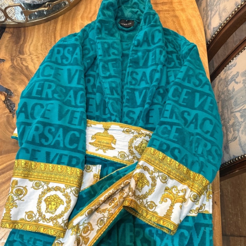 Versace Teal and Gold Robe - Picture 1 of 5